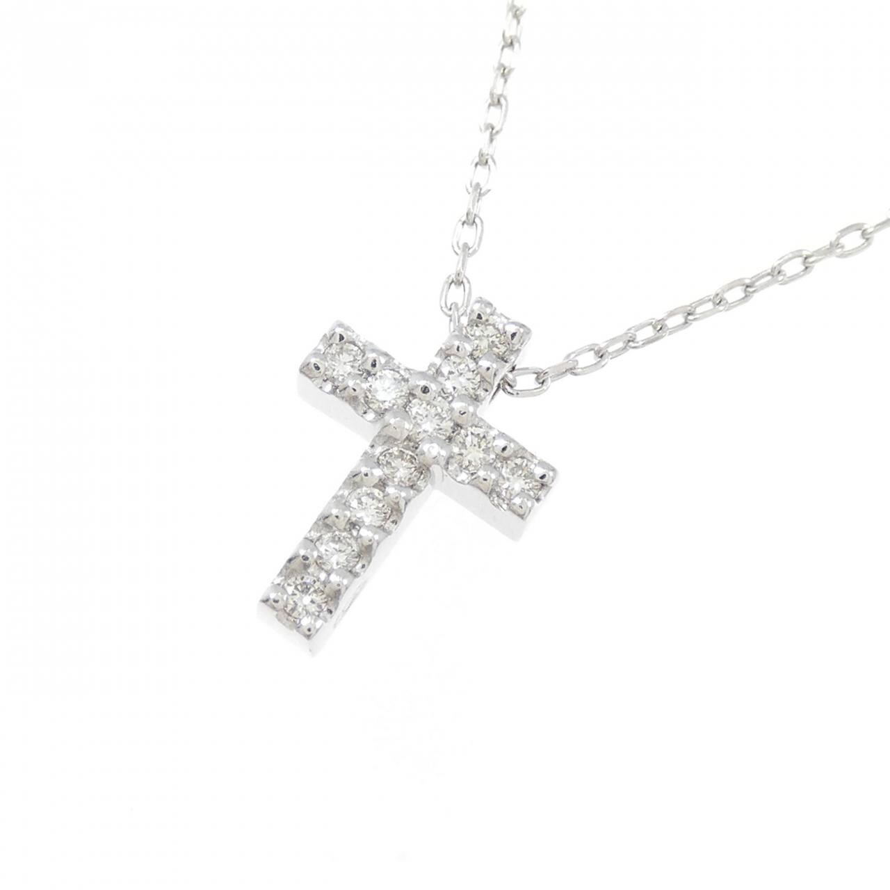 K18WG クロス ダイヤモンド ネックレス 0.09CT