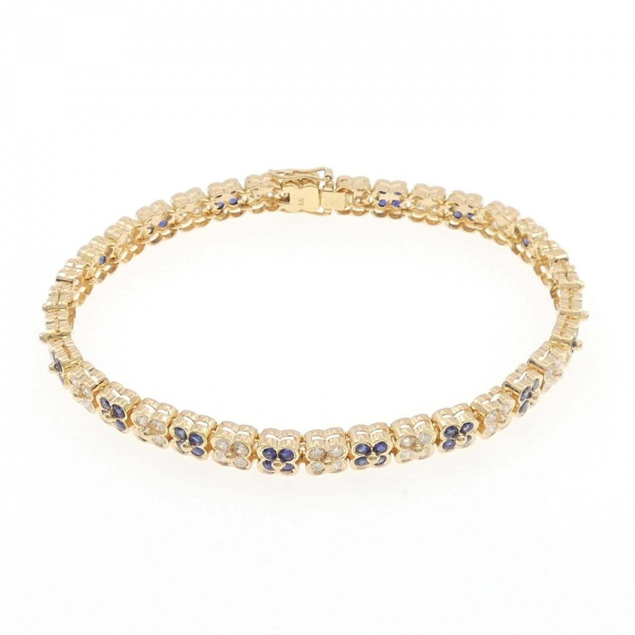 K18YG フラワー サファイヤ ブレスレット 2.24CT