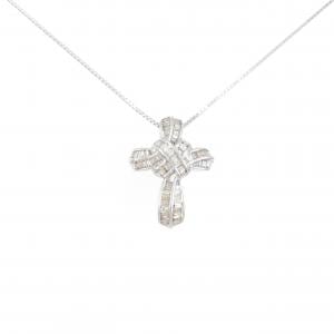 K18WG クロス ダイヤモンド ネックレス 0.65CT