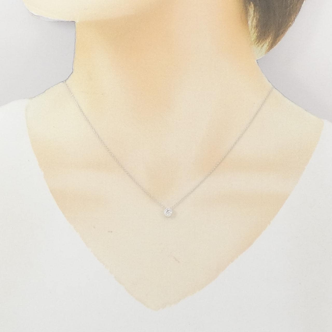 K18WG ソリティア ダイヤモンド ネックレス 0.18CT