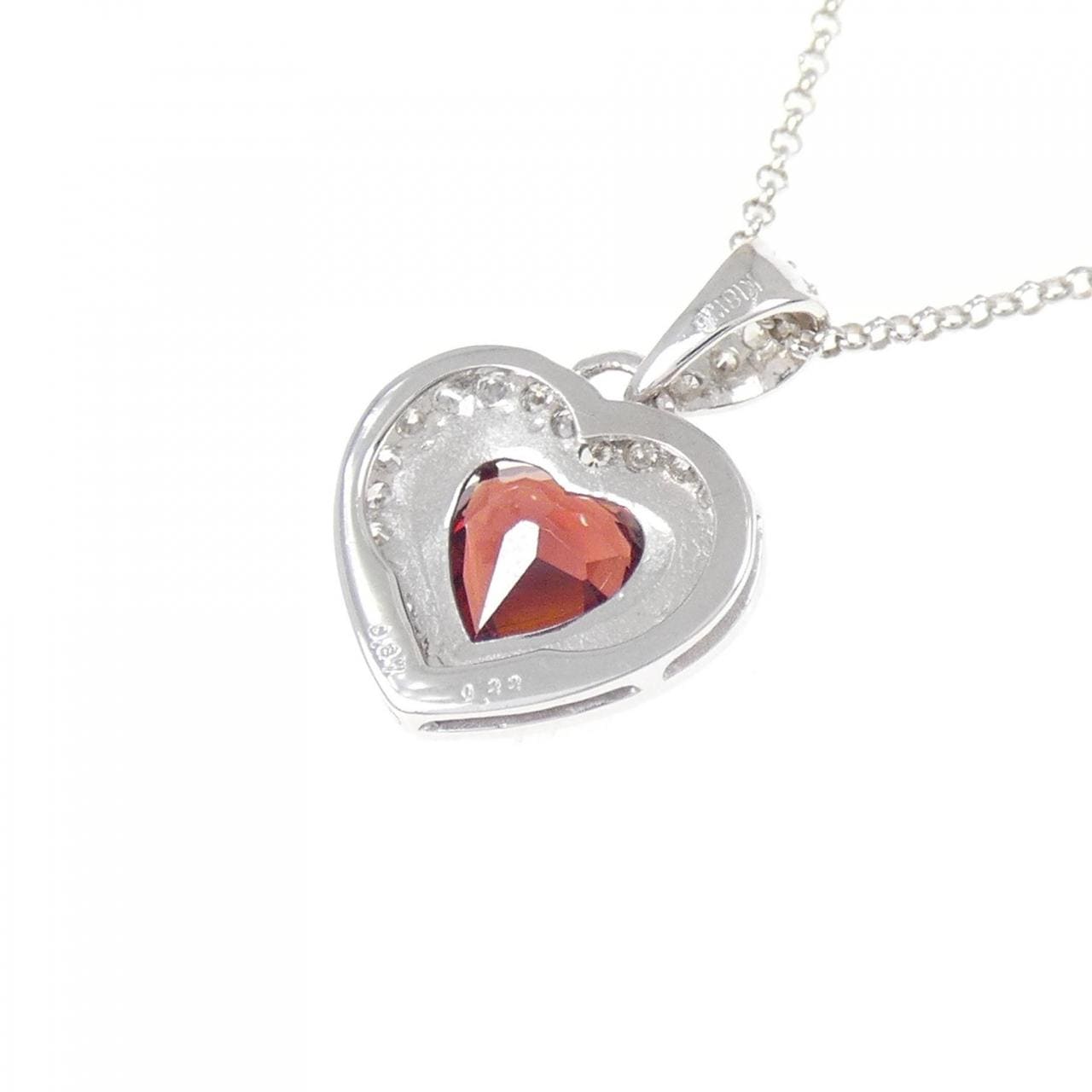 K18WG ハート ガーネット ネックレス 0.87CT