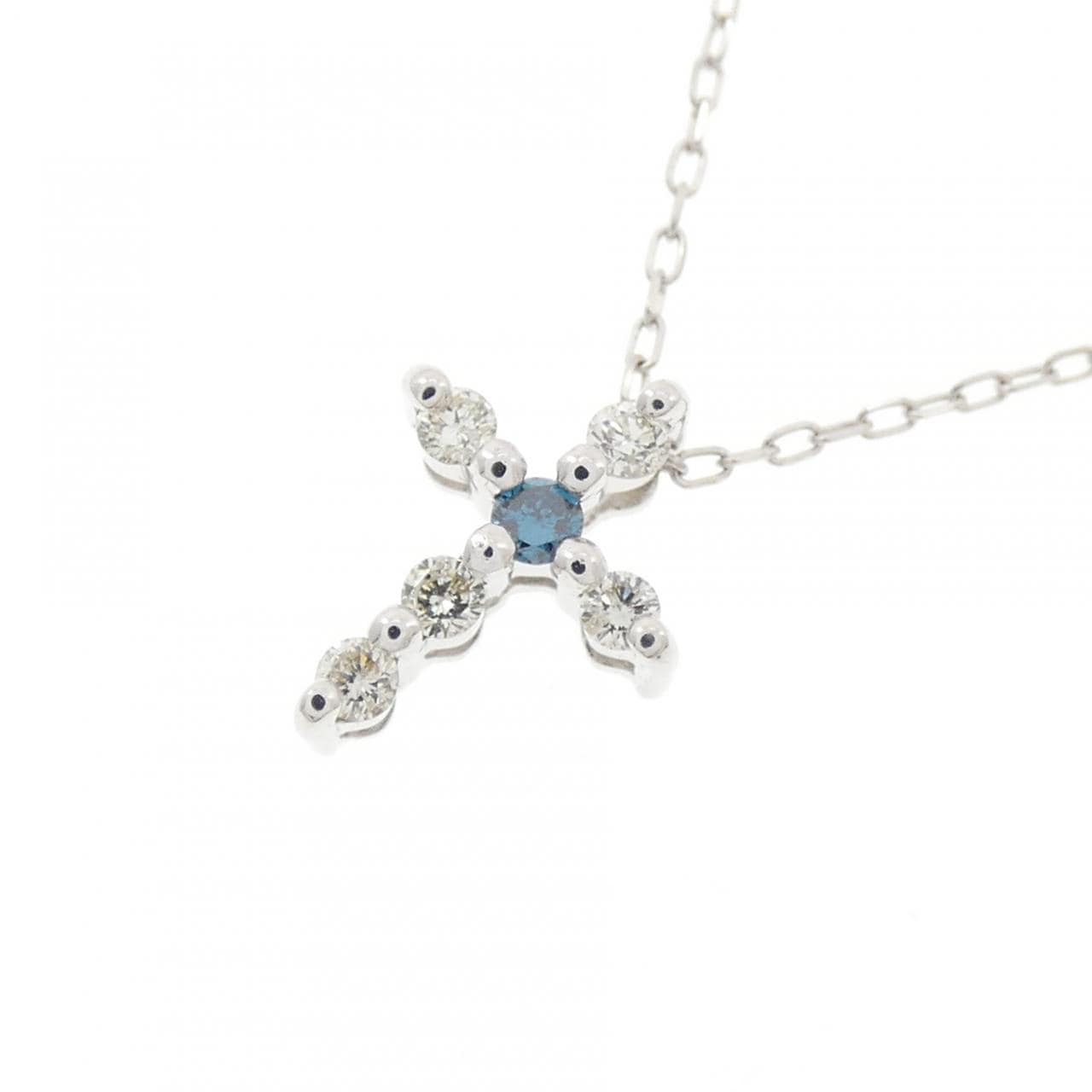 K18WG クロス ダイヤモンド ネックレス 0.10CT
