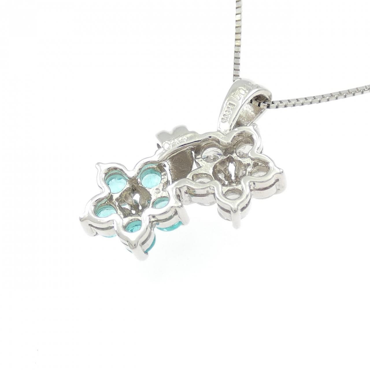 PT900/PT850 フラワー パライバトルマリン ネックレス 0.44CT