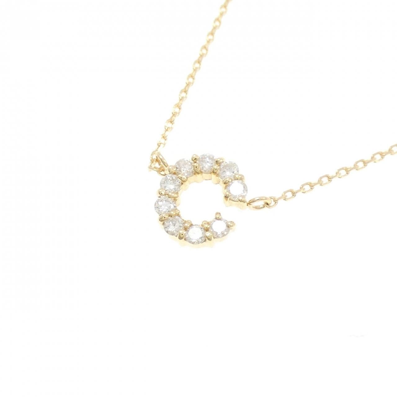 K18YG イニシャルC ダイヤモンド ネックレス 0.16CT