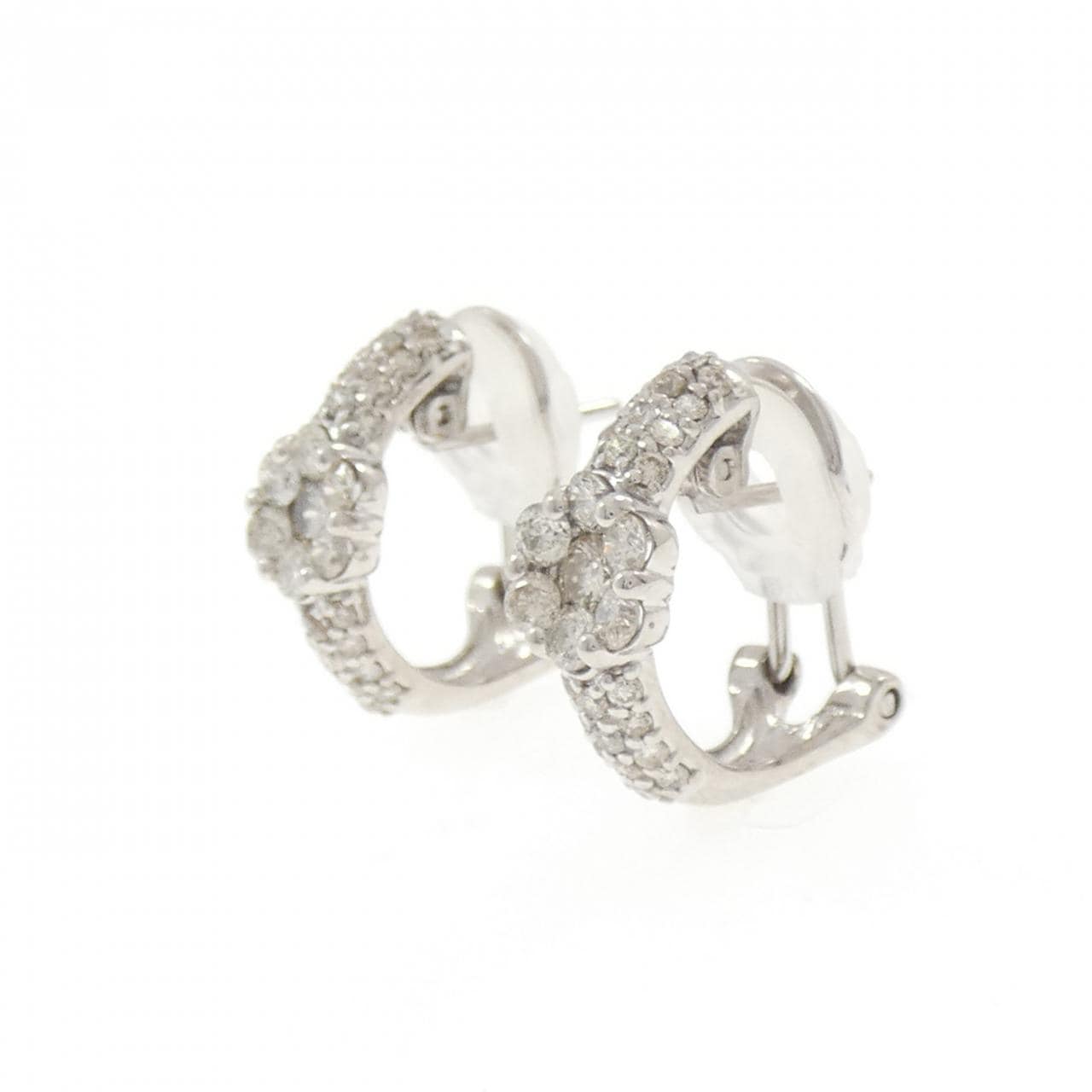 K18WG フラワー ダイヤモンド ピアス/イヤリング 1.00CT