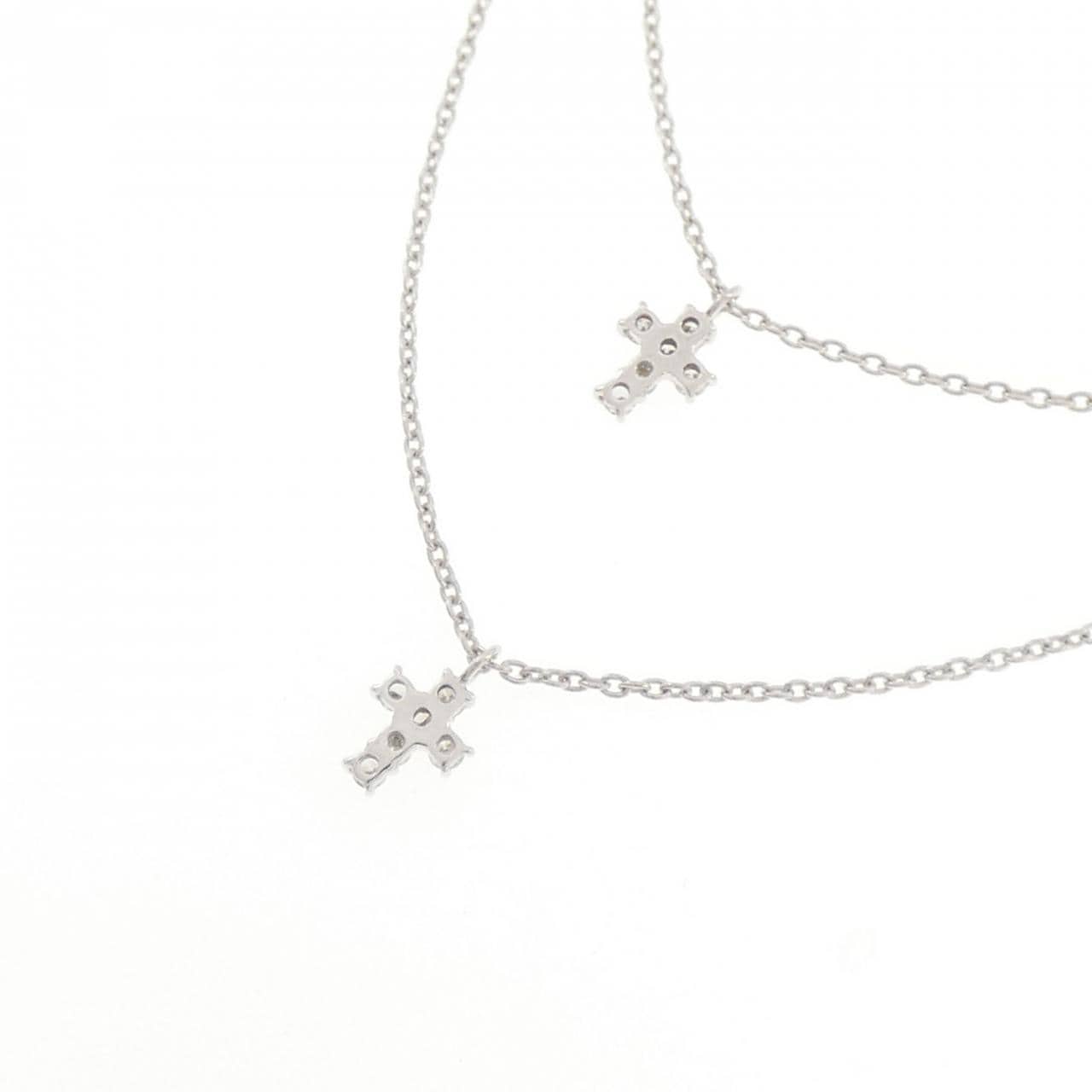 K18WG クロス ダイヤモンド ネックレス 0.12CT