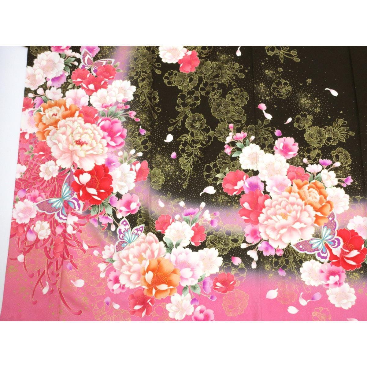 振袖　友禅金彩加工　刺繍入りボカシ染