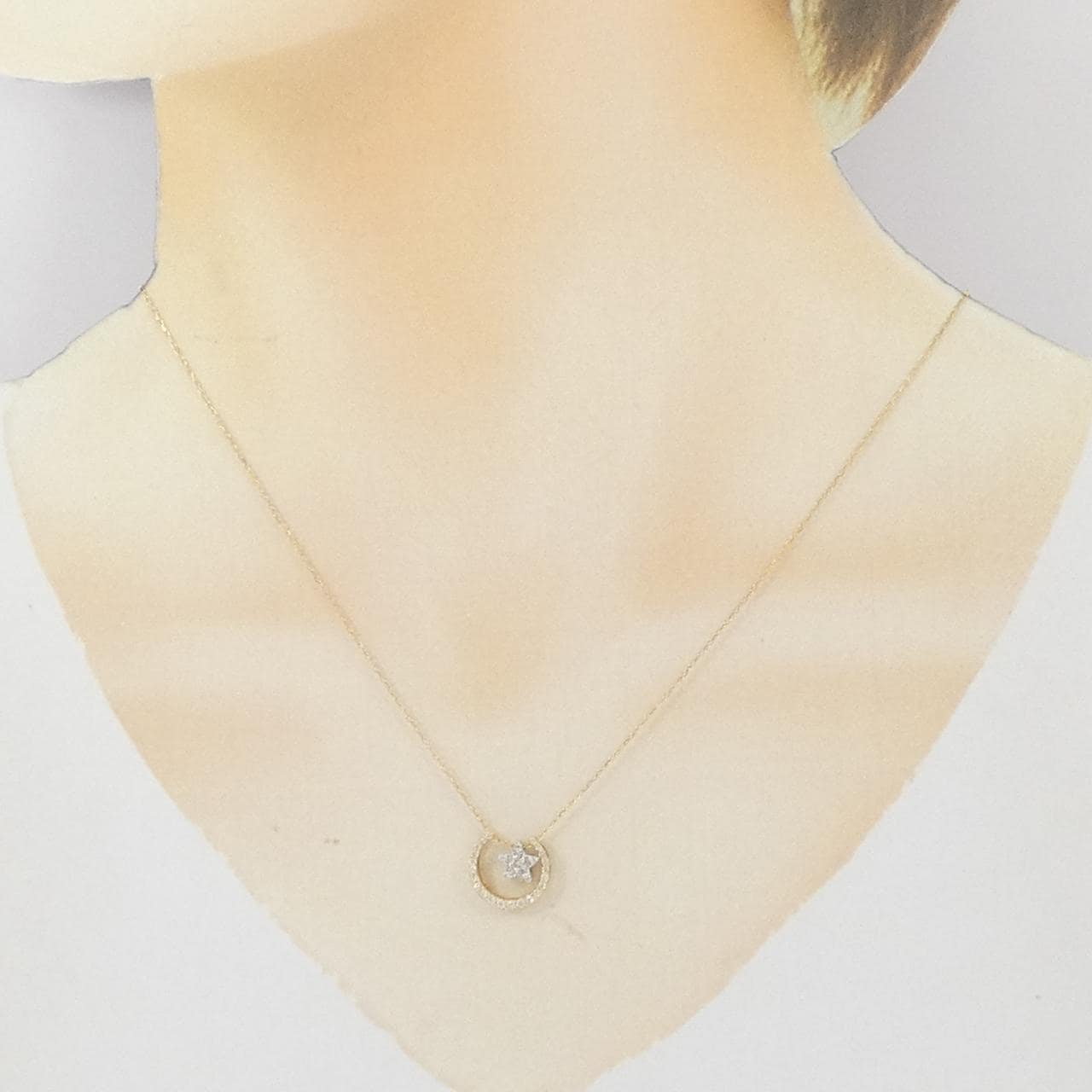 K18YG/K18WG 2WAY スター ダイヤモンド ネックレス 0.12CT