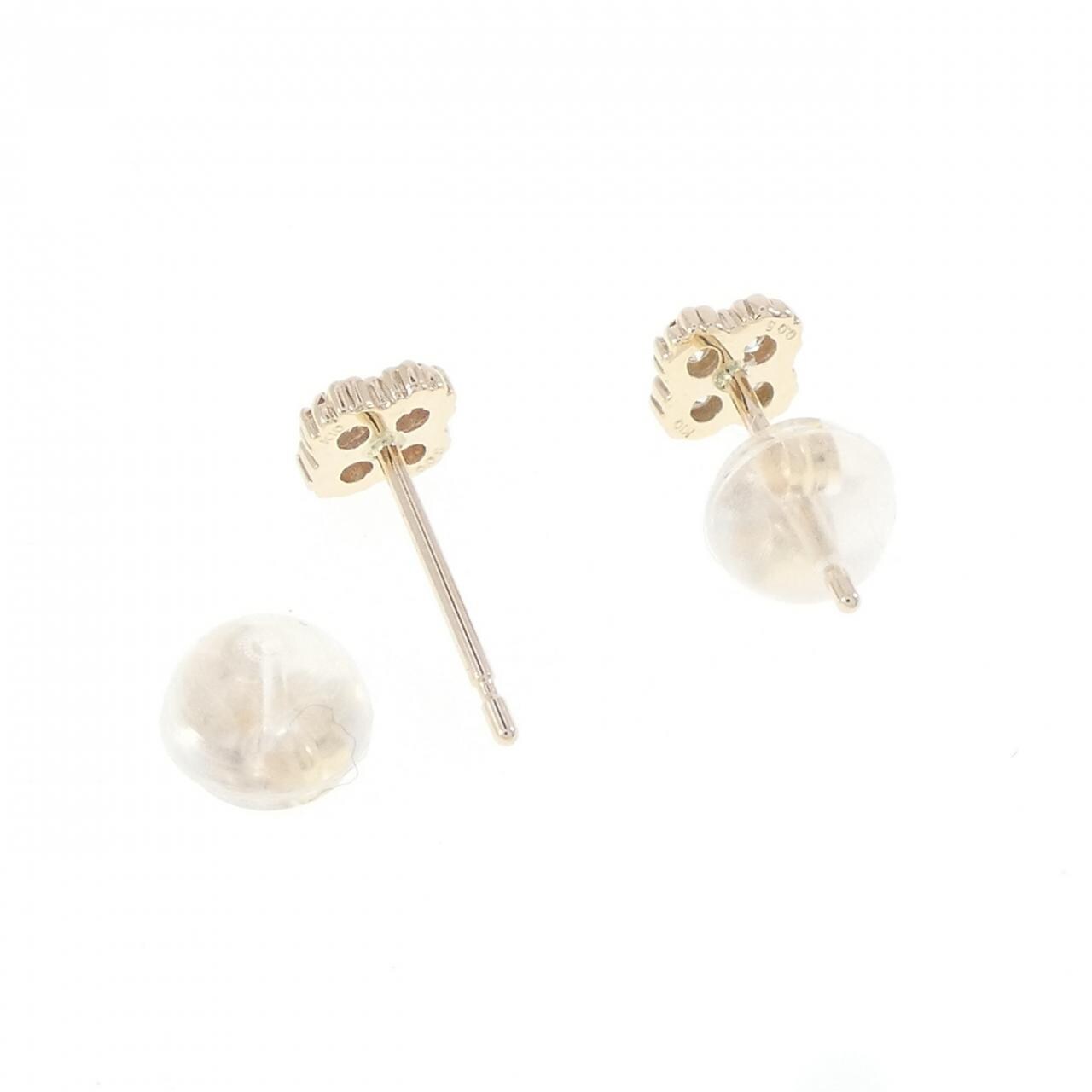 【リメイク】K10YG フラワー ダイヤモンド ピアス 0.10CT