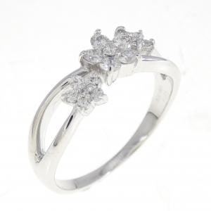 K18WG フラワー ダイヤモンド リング 0.30CT