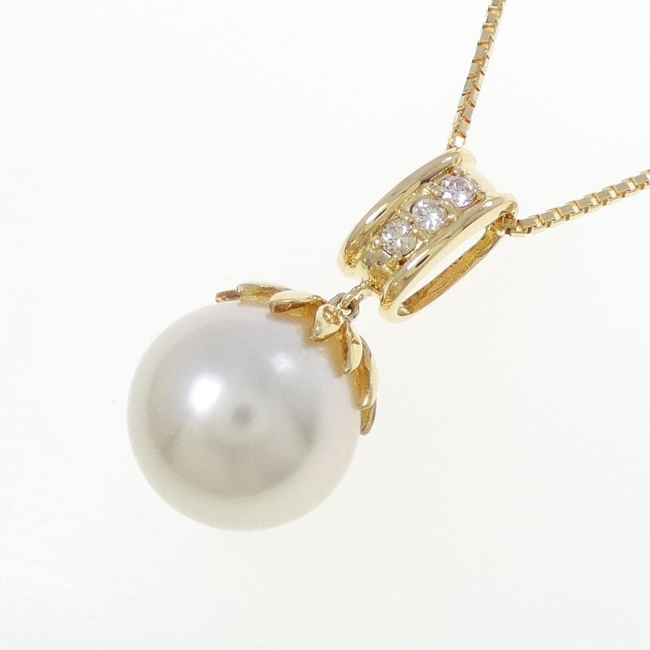 K18YG 白蝶パール ネックレス 12.1mm