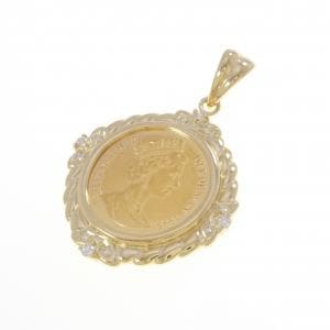 K18YG(枠) ダイヤモンド コイン ペンダント 0.25CT
