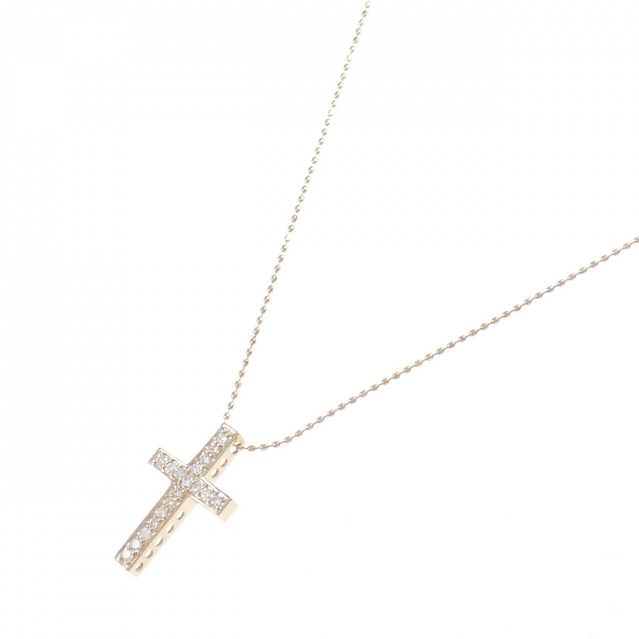 K18PG クロス ダイヤモンド ネックレス 0.18CT