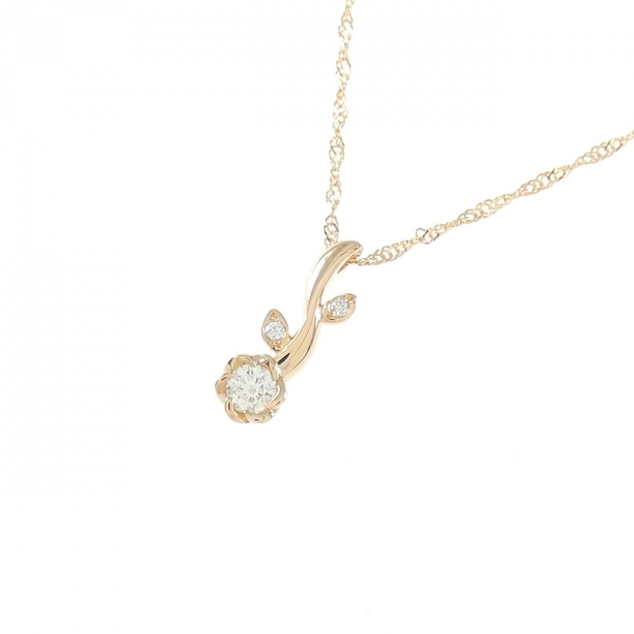 K18PG フラワー ダイヤモンド ネックレス 0.08CT