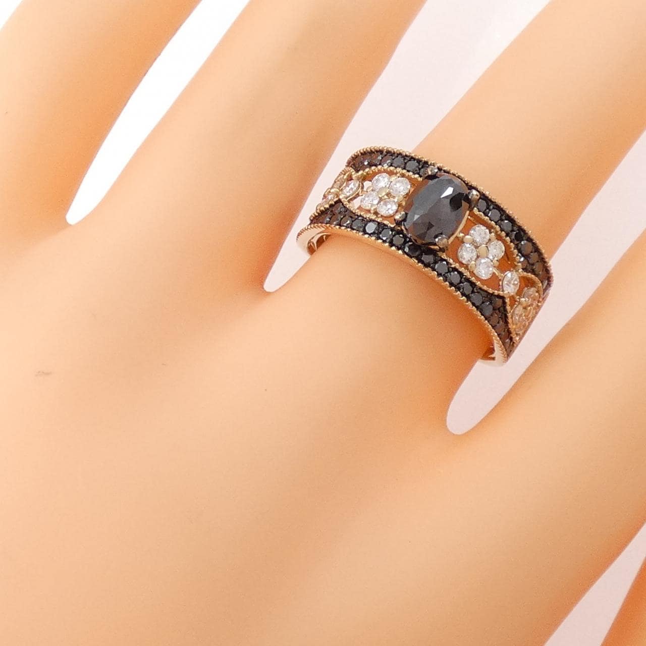 K18PG フラワー ダイヤモンド リング 0.80CT