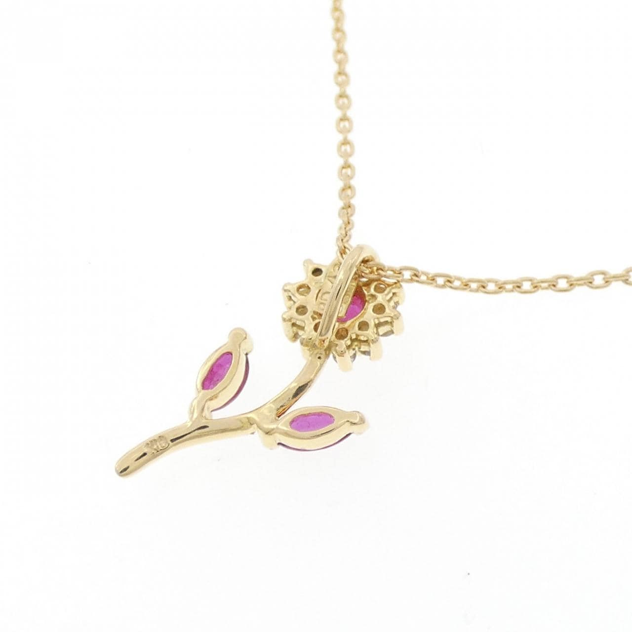 K18YG フラワー ルビー ネックレス 0.43CT