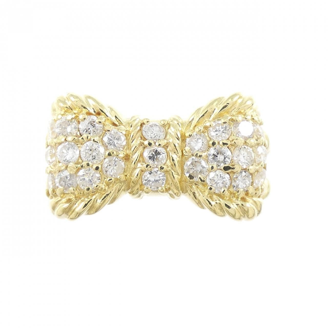 K18YG リボン ダイヤモンド リング 0.50CT