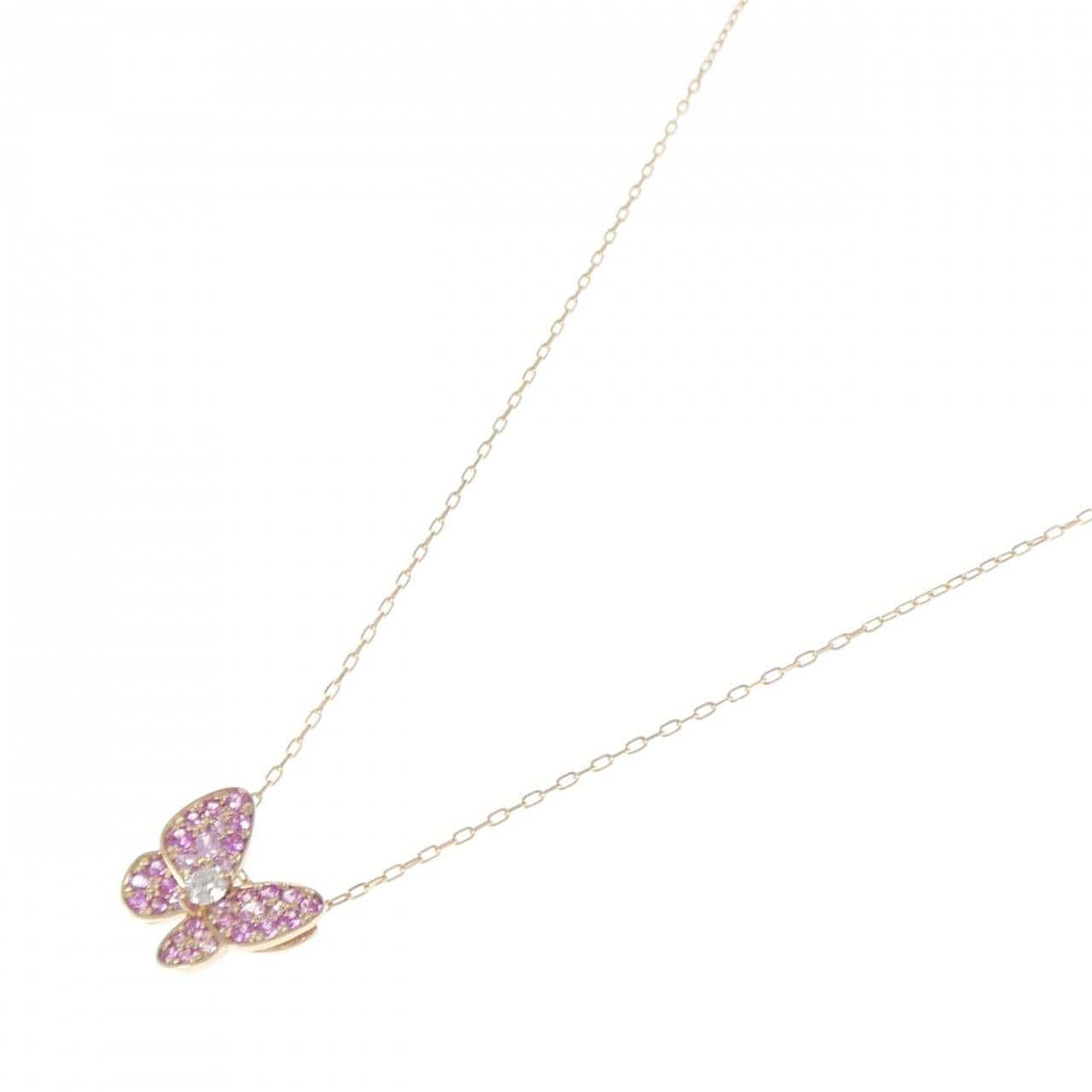 K18PG butterfly sapphire necklace 0.53CT