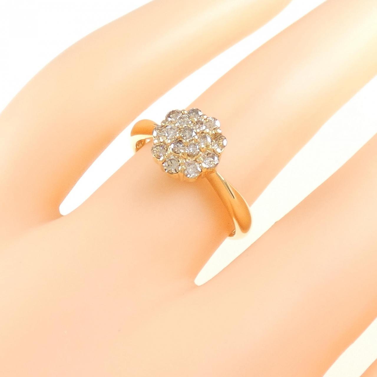 K18YGフラワー  ダイヤモンド リング 0.50CT