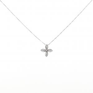 K18WG/750WG フラワー ダイヤモンド ネックレス 0.10CT