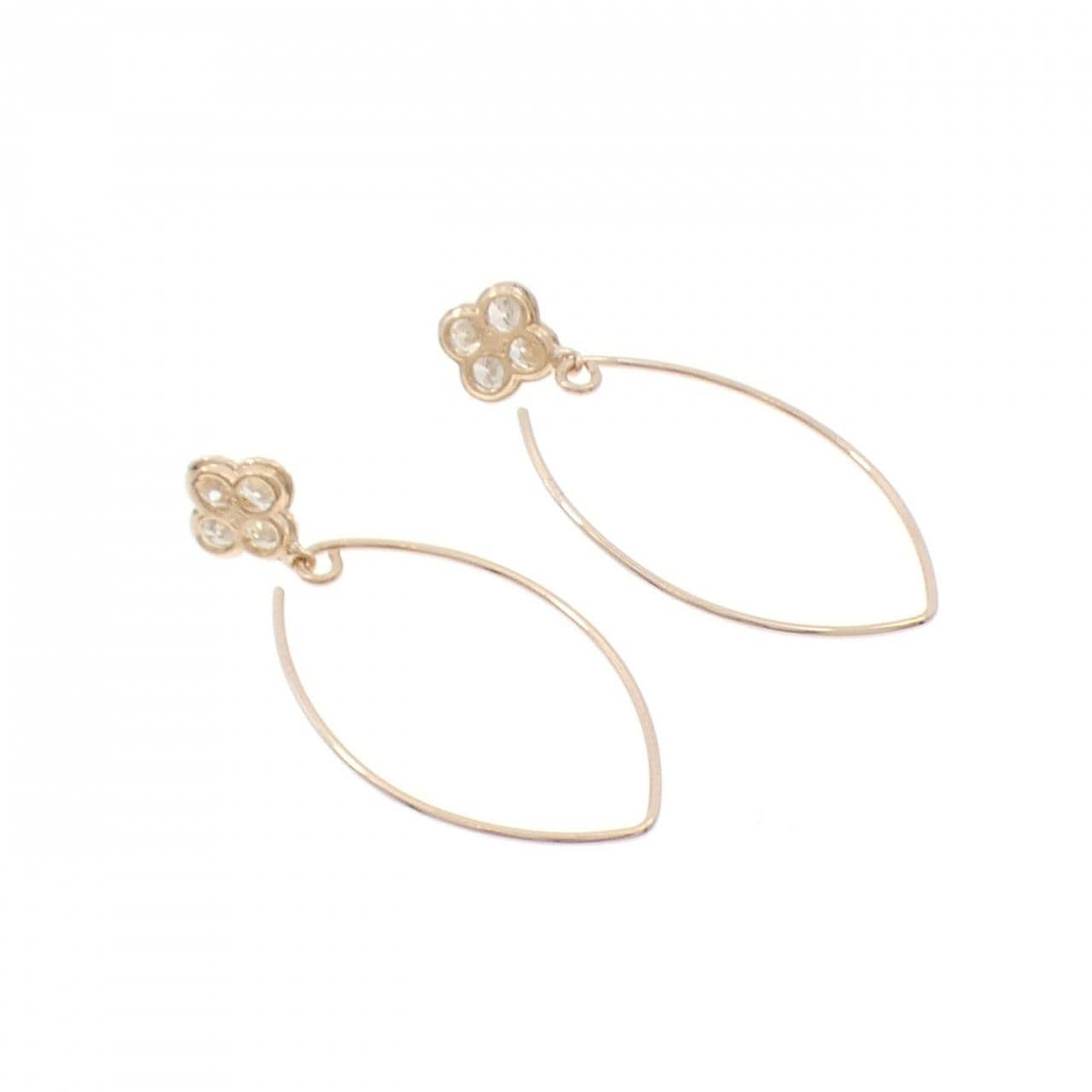 K18PG フラワー ダイヤモンド ピアス 0.40CT