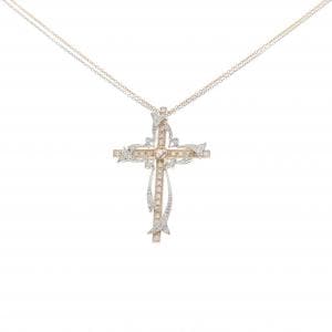 K18PG/K18WG クロス ダイヤモンド ネックレス 0.32CT