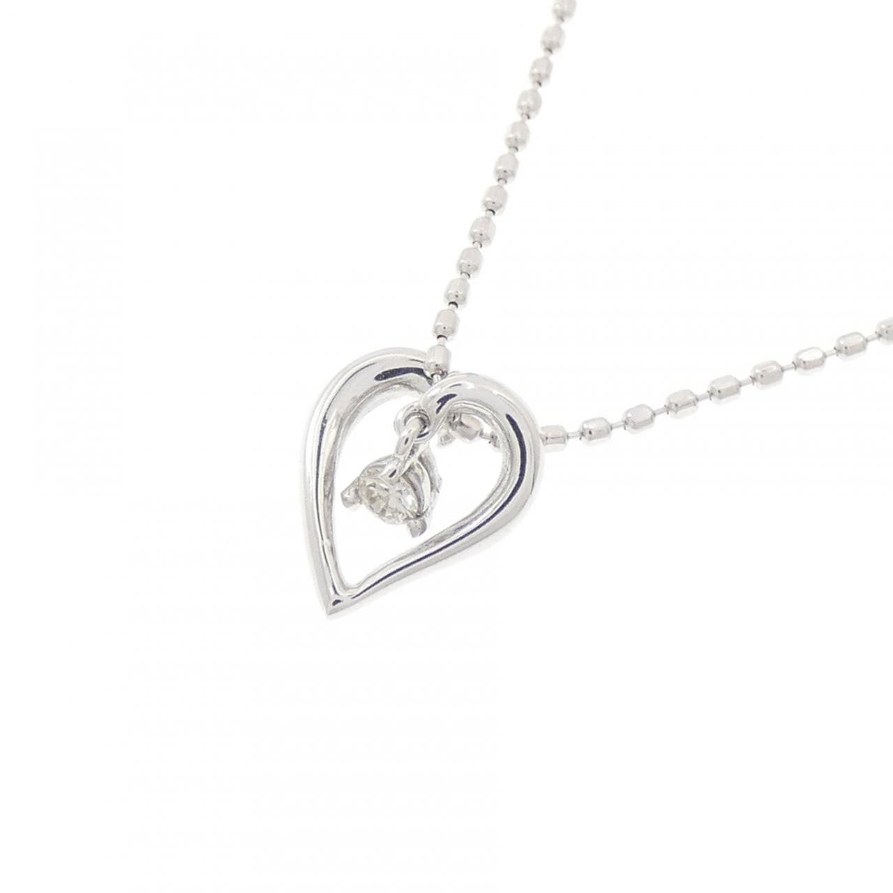 K18WG ハート ダイヤモンド ネックレス 0.03CT