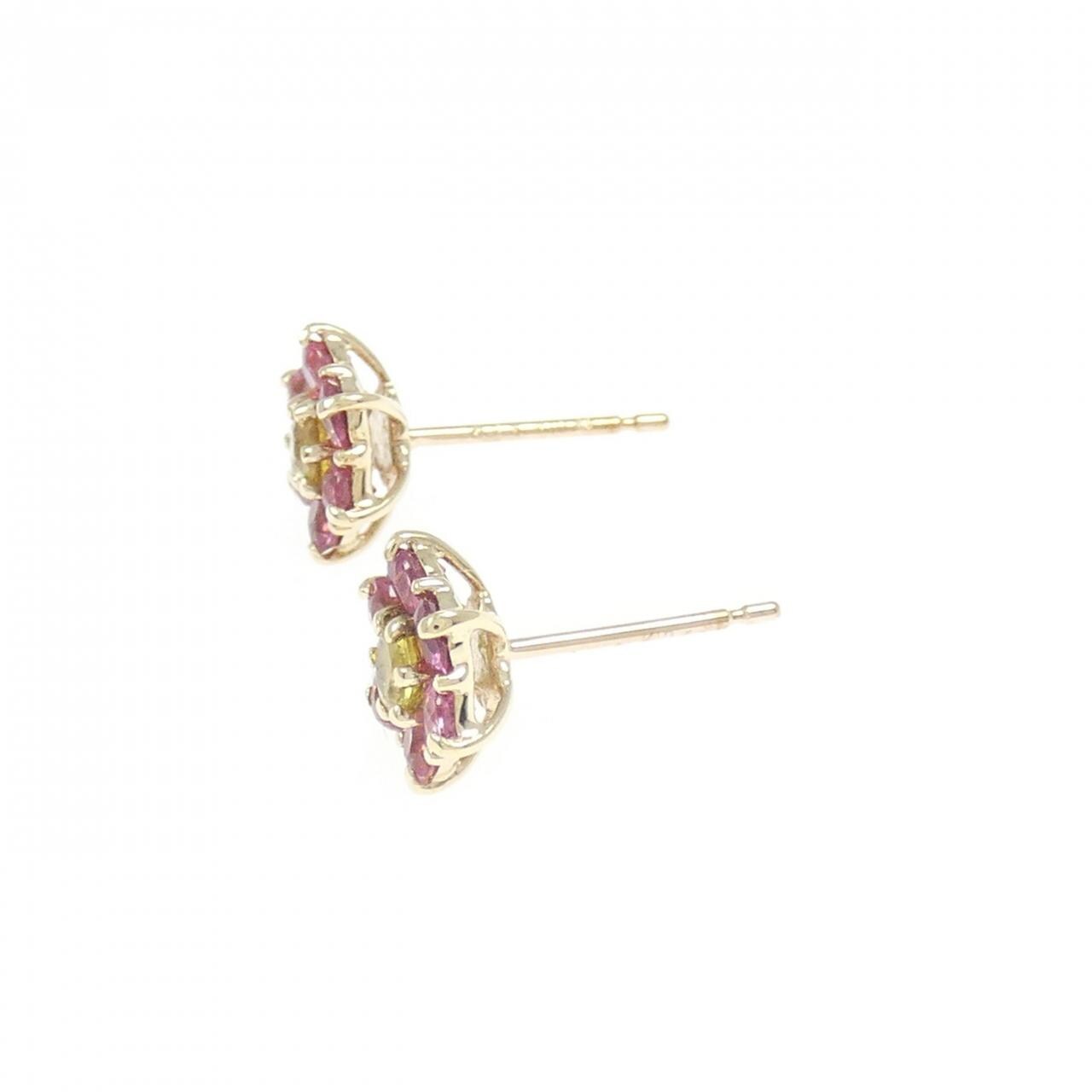 K10PG フラワー サファイヤ ピアス 0.26CT