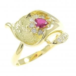 K18YG ルビー リング 0.28CT