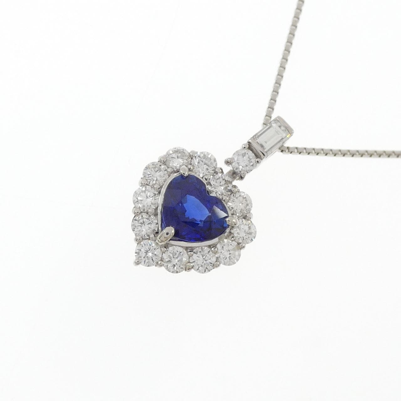 PT900/PT850 ハート サファイヤ ネックレス 1.29CT