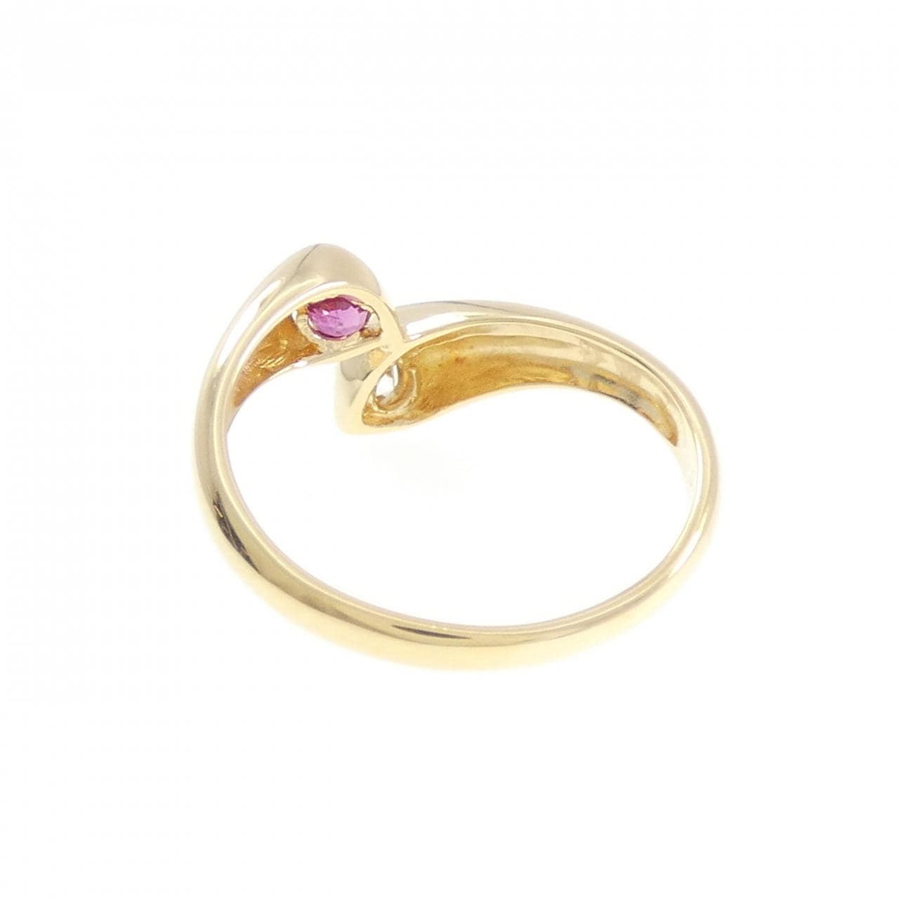 K18YG ハート ルビー リング