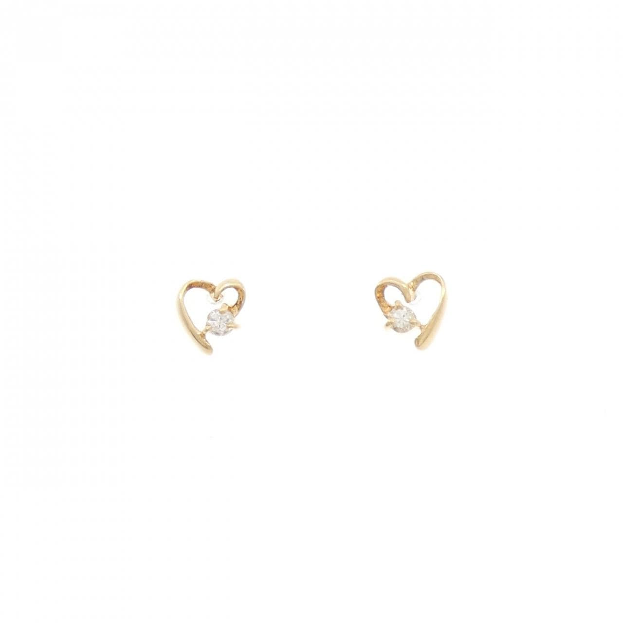 K18YG ハート ダイヤモンド ピアス