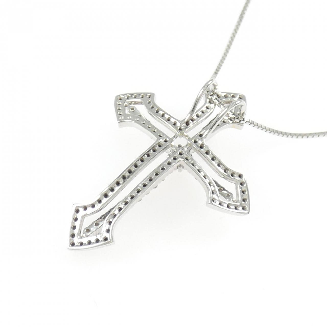 K18WG/K18BG Cross Diamond Necklace 0.60CT