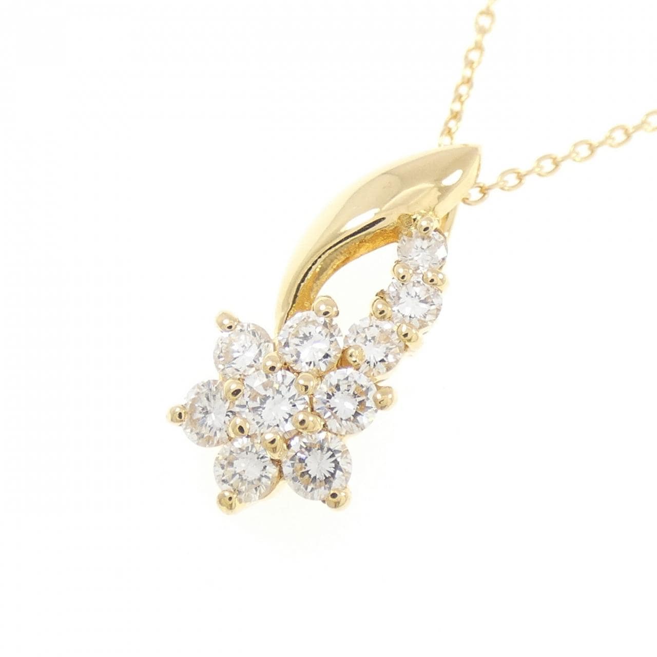 K18YG フラワー ダイヤモンド ネックレス 0.50CT