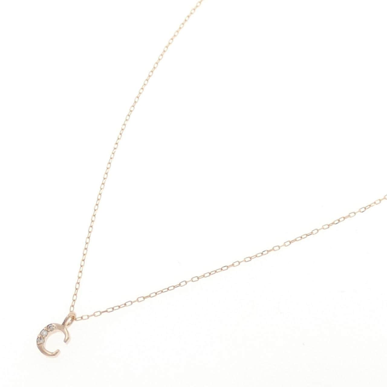 K18PG イニシャルC ダイヤモンド ネックレス 0.01CT