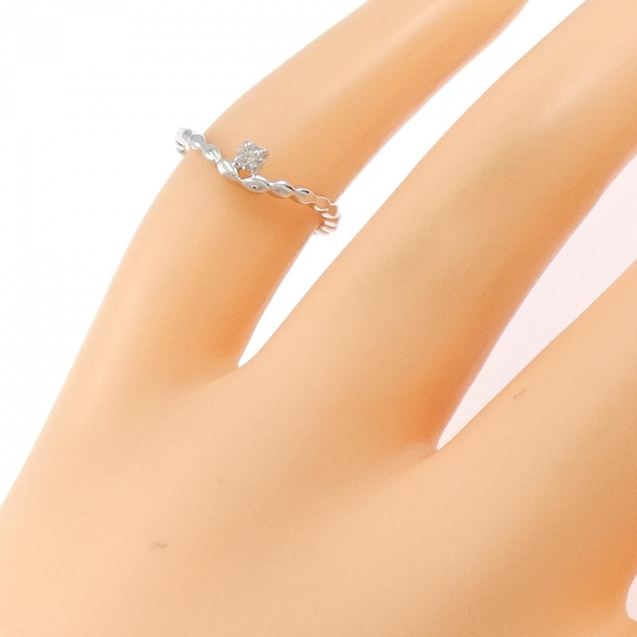 K10WG ダイヤモンド ピンキーリング 0.05CT