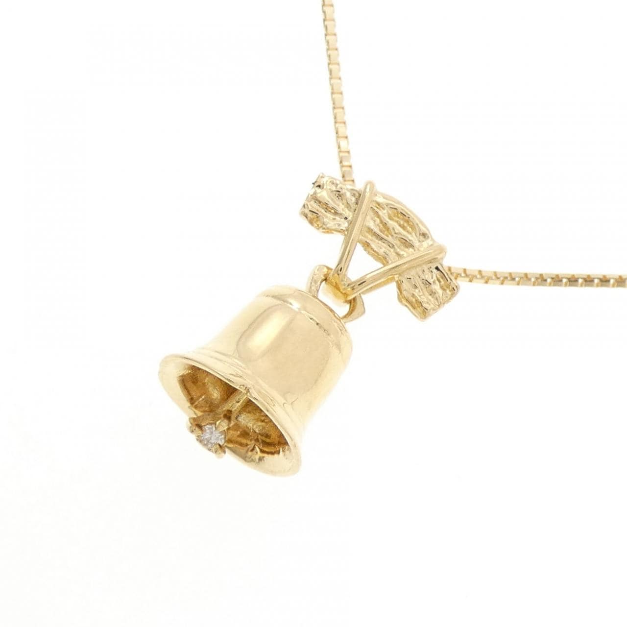 K18YG ベル ダイヤモンド ネックレス 0.01CT