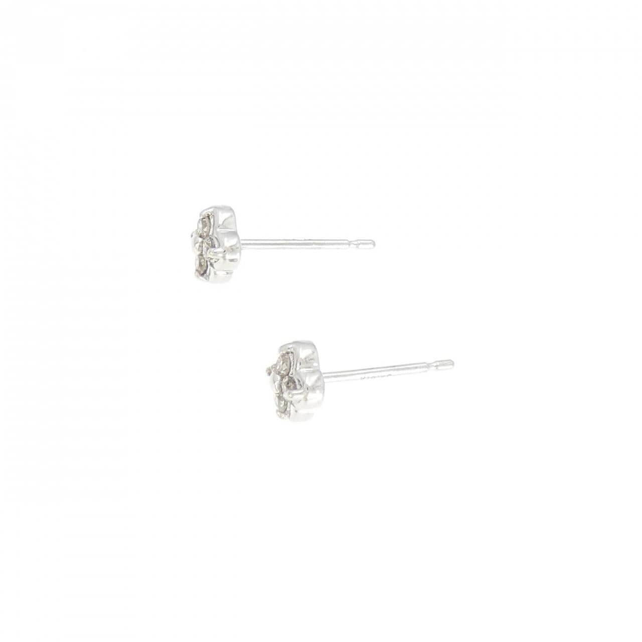 K18WG 花朵钻石耳环 0.12CT