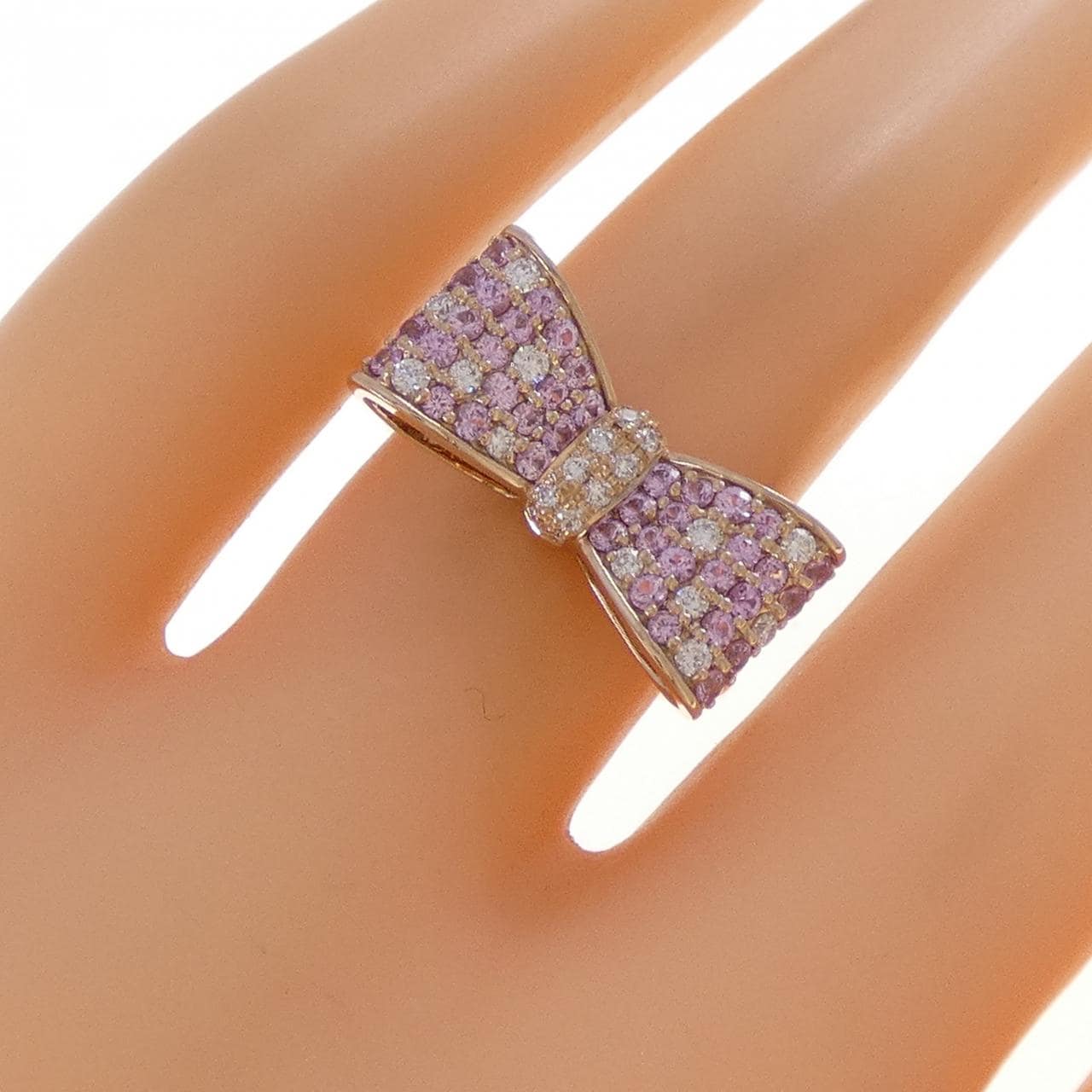 K18PG リボン サファイヤ リング 0.47CT