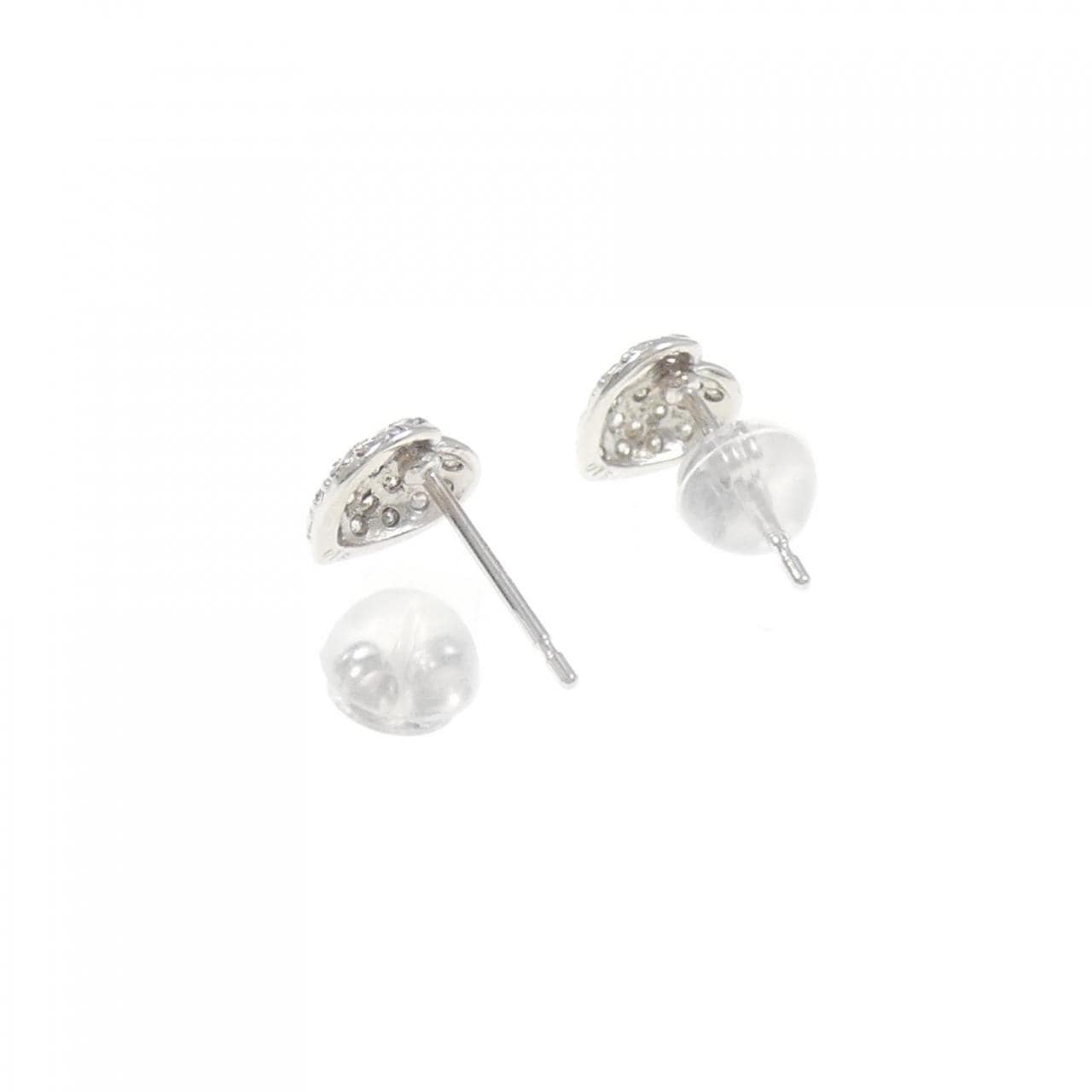 K18WG ハート パヴェ ダイヤモンド ピアス 0.30CT