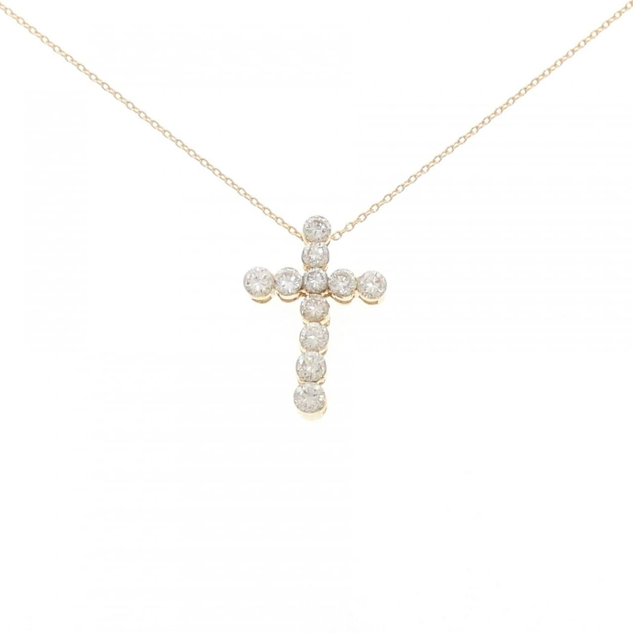 K18YG クロス ダイヤモンド ネックレス 1.00CT