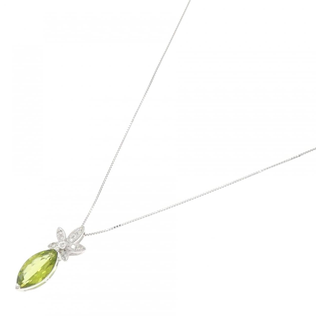 K18WG ペリドット ネックレス 3.13CT