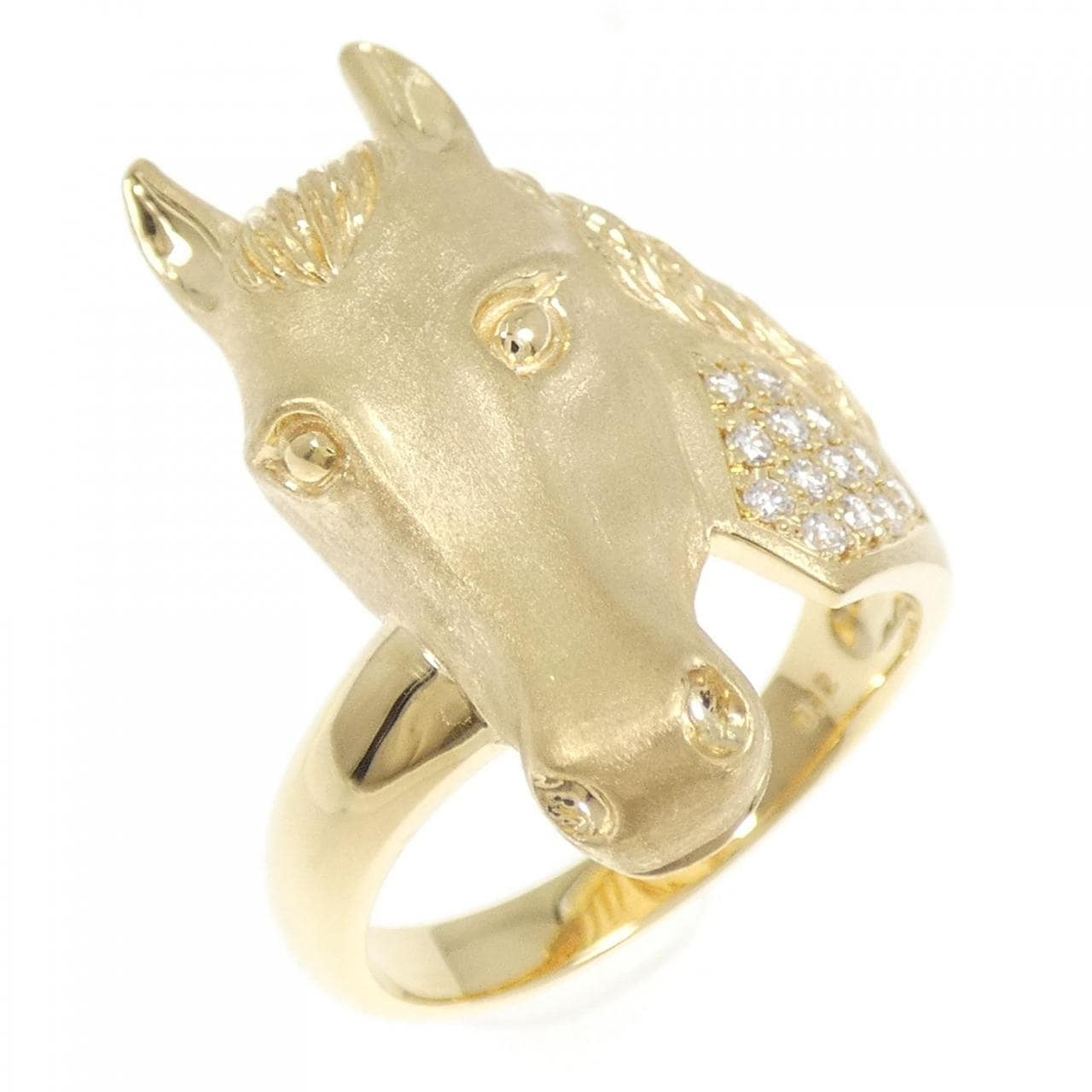 750YG ホース ダイヤモンド リング 0.12CT
