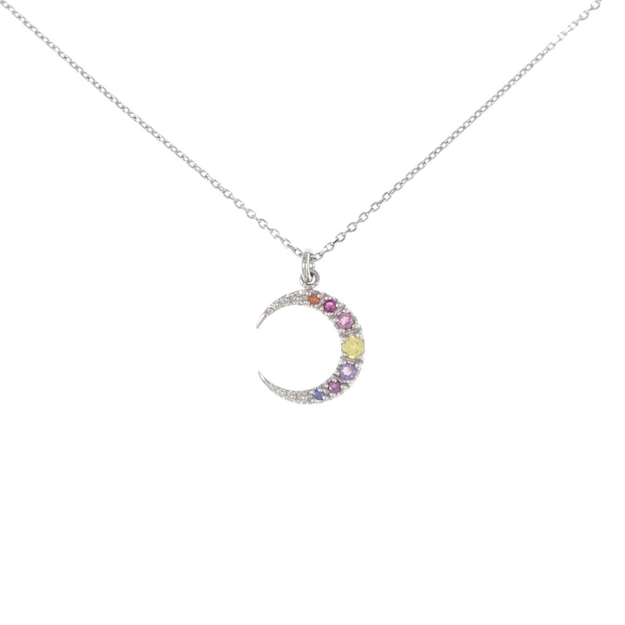 K10WG Moon Color Stone Necklace