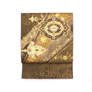 袋帯　染帯　刺繍入り　金彩加工