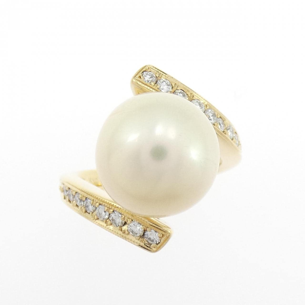 K18YG White Butterfly Pearl ring 11.8mm