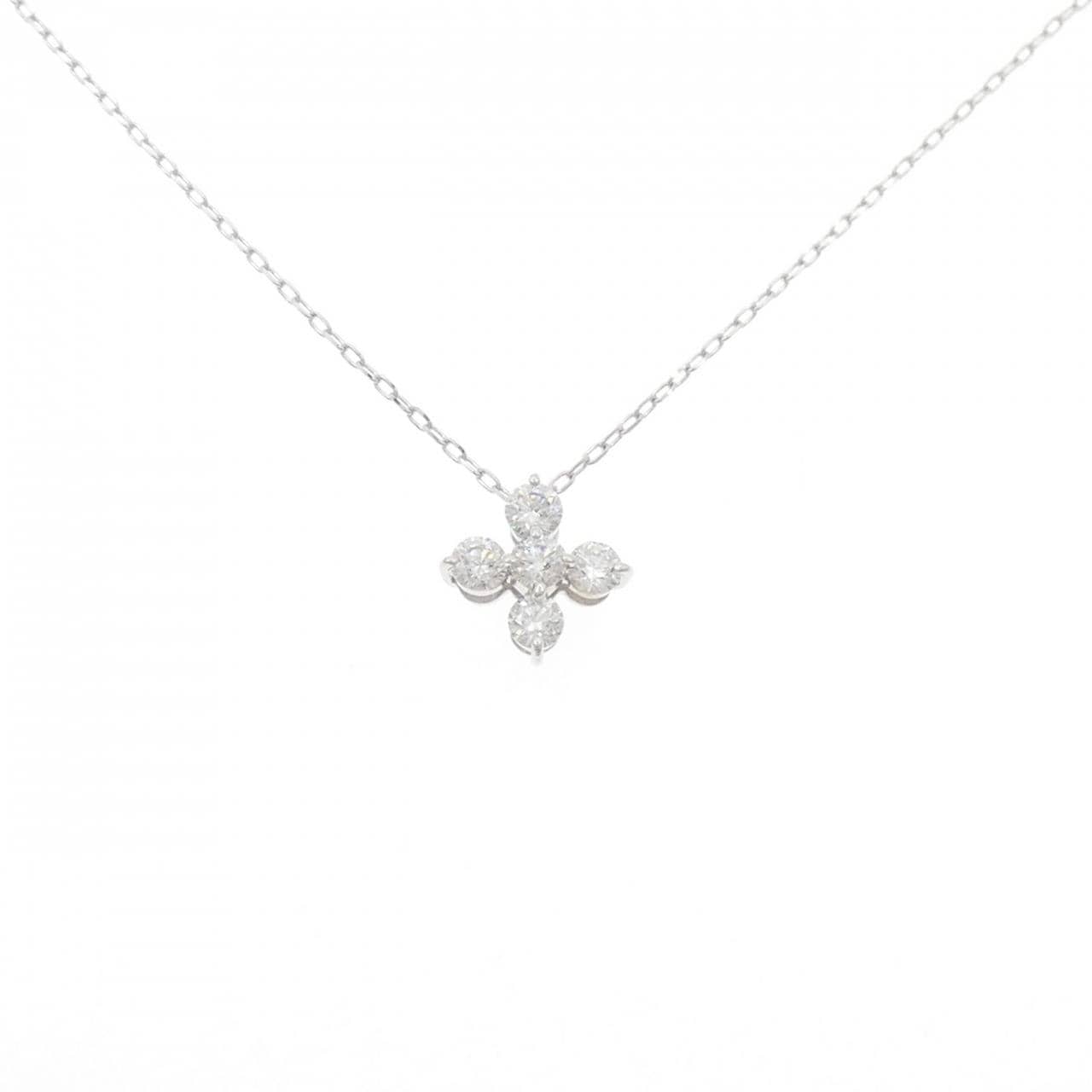 K18WG フラワー ダイヤモンド ネックレス 0.50CT