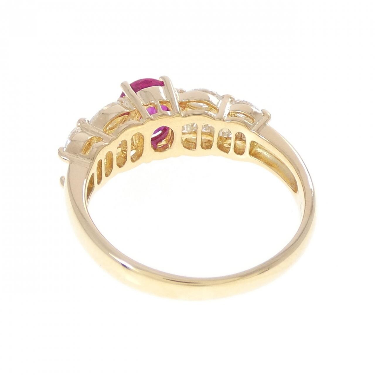 K18YG ルビー リング 0.67CT