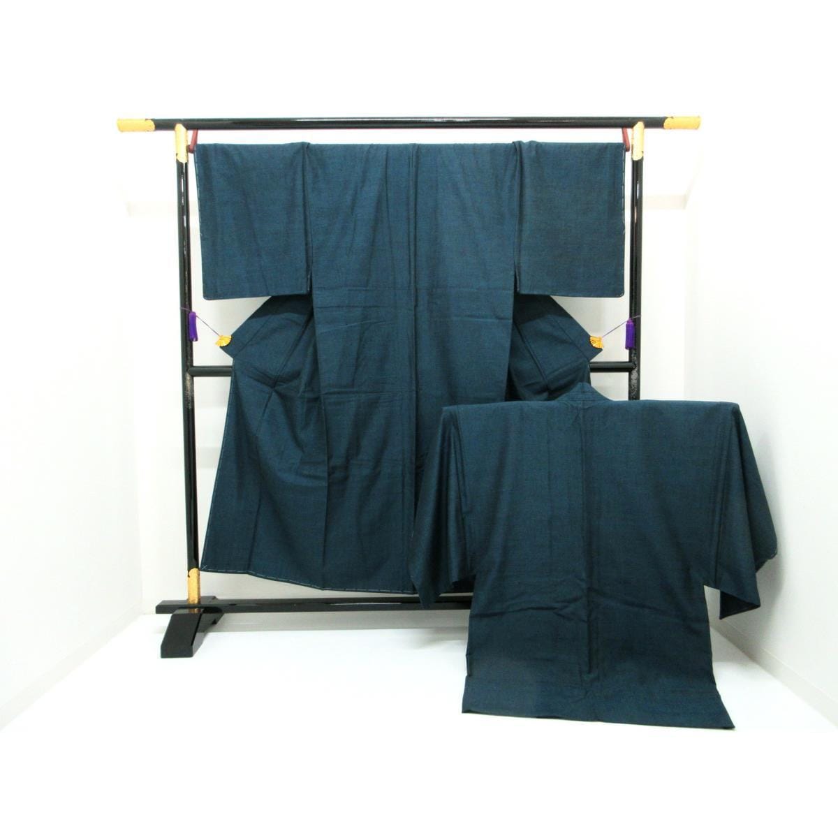 [未使用品] 男士春亞紡和服和短外罩 2 件套