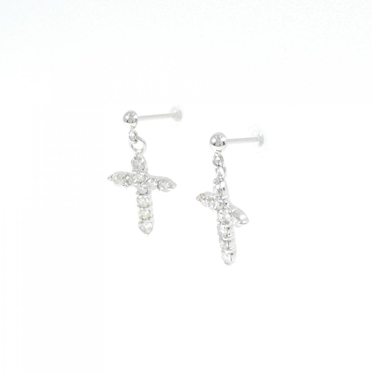 PT900 クロス ダイヤモンド ピアス 0.50CT
